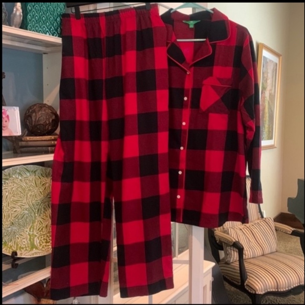 NEW 100% Cotton flannel pajamas 2-pc pants & button top womens plus sz 2X